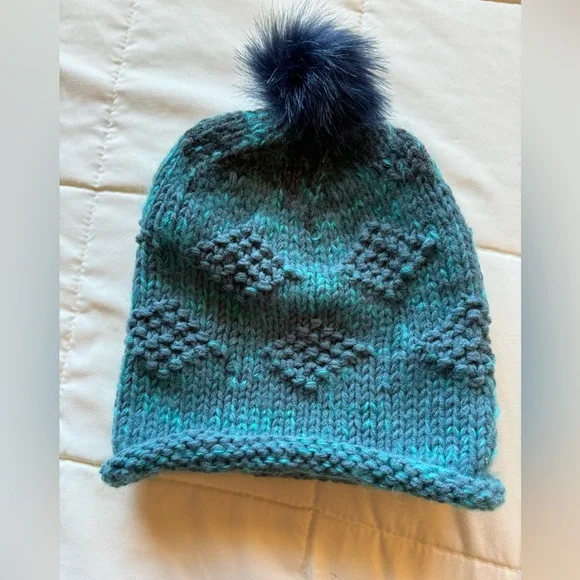 NWT Pistil Winter Hat Teal Blue with Pom Pom - Picture 2 of 8